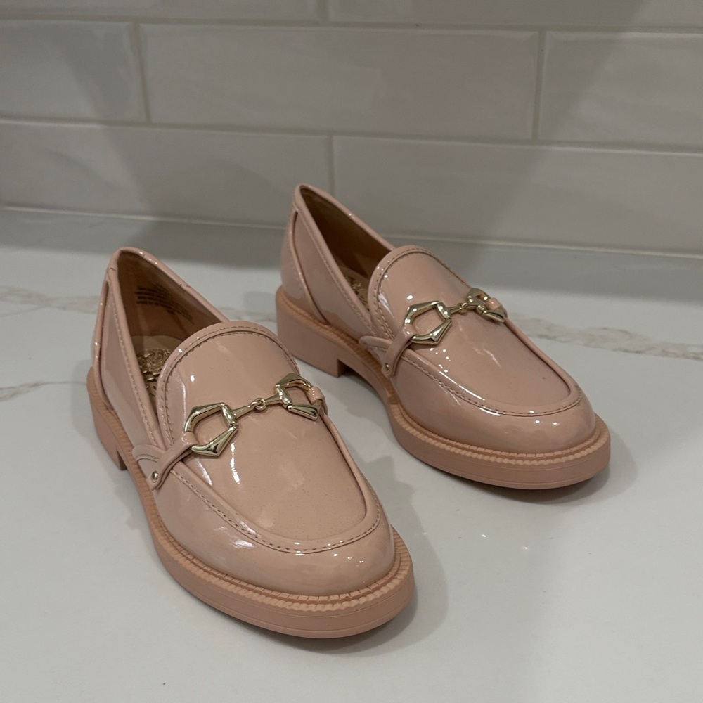 Vince Camuto Blush Pink Loafers with Gold Accent